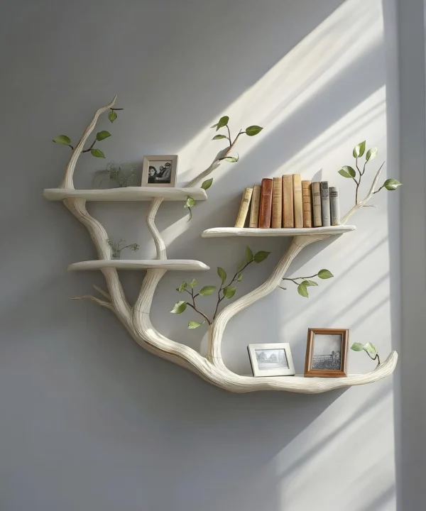 Handcrafted Rustic Solid Wood Floating Wall Shelf For Living Room Display