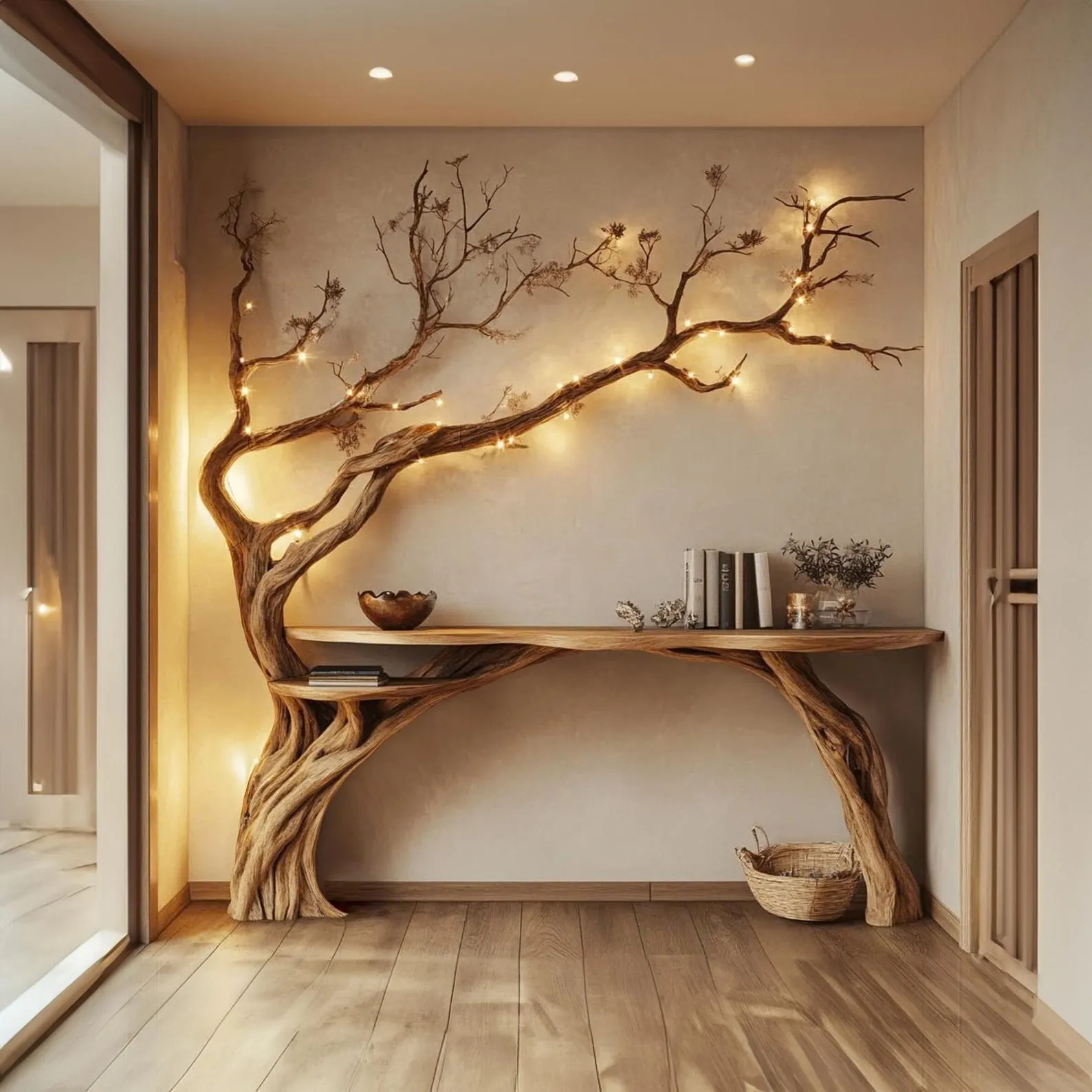 Rustic Reclaimed Wood Hallway Console Table For Entryway And Sofa Back