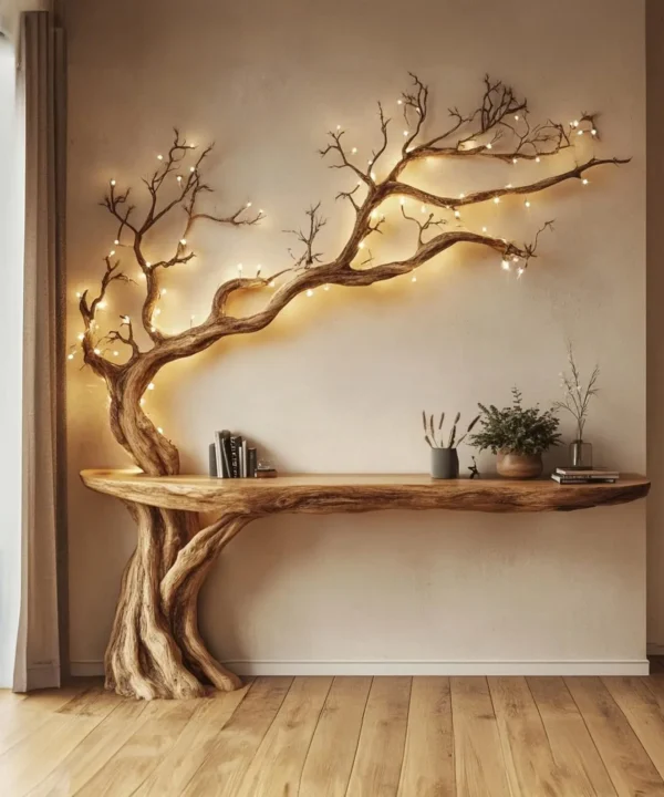 Narrow Live Edge Floating Console Table For Entryway Or Sofa Side